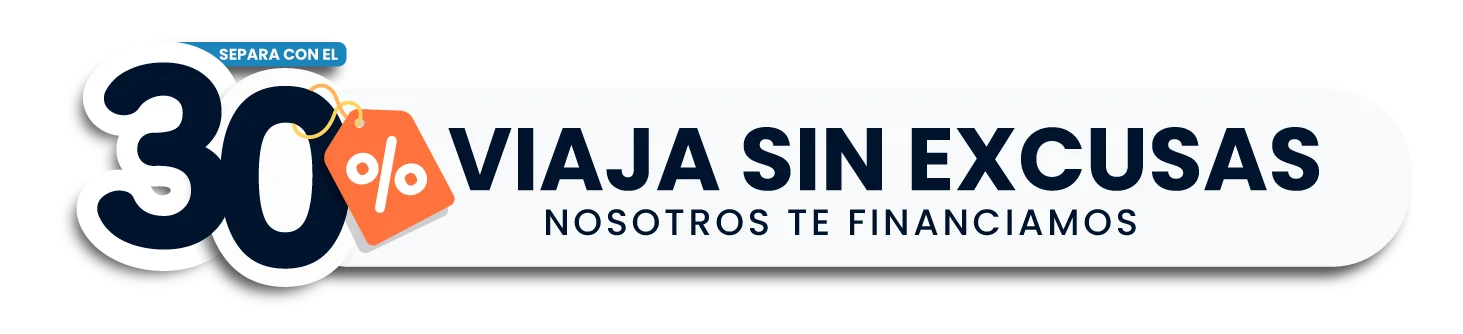 Separa con el 30 %. Viaja sin excusas. Consulta las condiciones de financiación con FlyWorld.